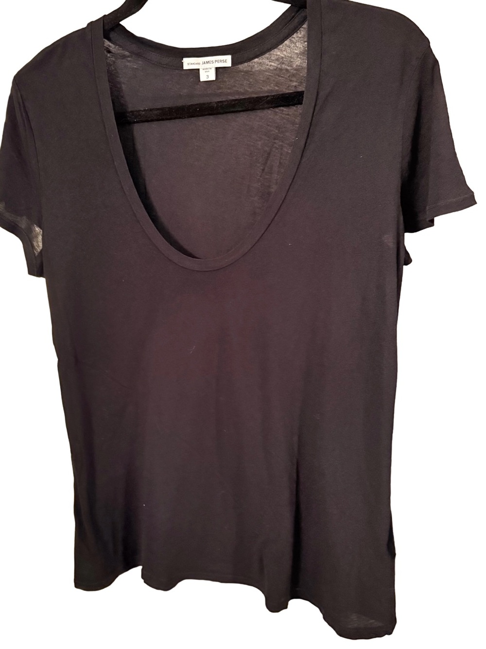 James Perse Womens 100% Cotton Deep Scoop Neck Tee Shirt 3 Medium NWOT